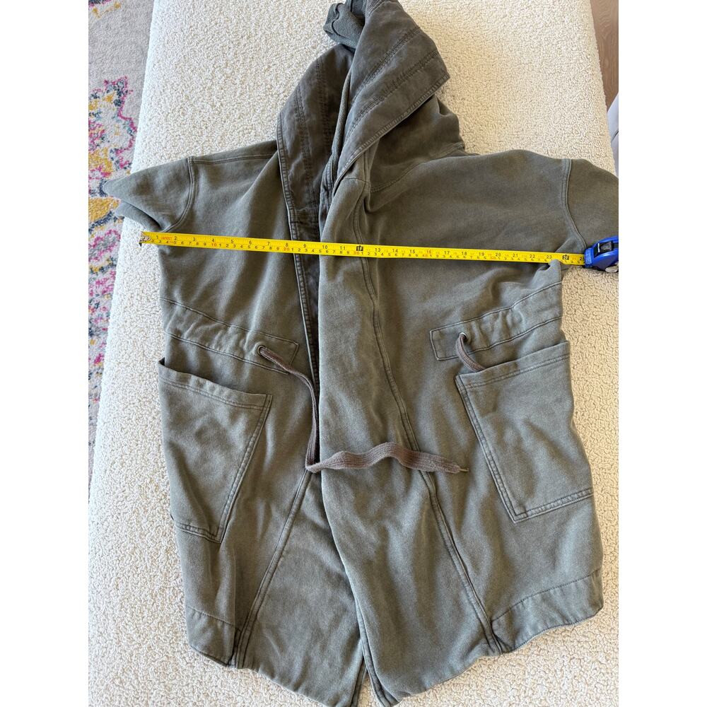 Free People XS Olive Green Oversized Hooded Utility Jacket Boho Distressed - Picture 6 of 10